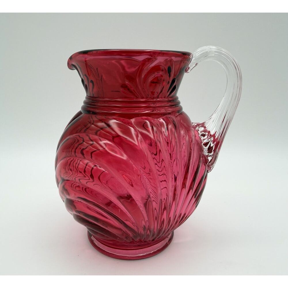Fenton Cranberry Glass Country Caprice Draped Mini Pitcher 4.5” Creamer Vintage